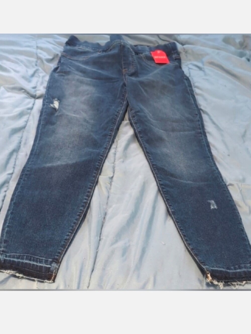NWT SPANX Women's Distressed Dark Blue Skinny Jeans